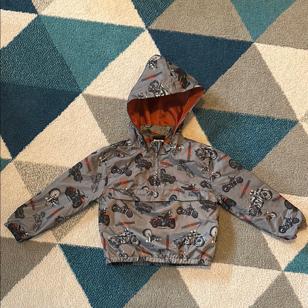 Children's Motorcycle Print Hooded Jacket